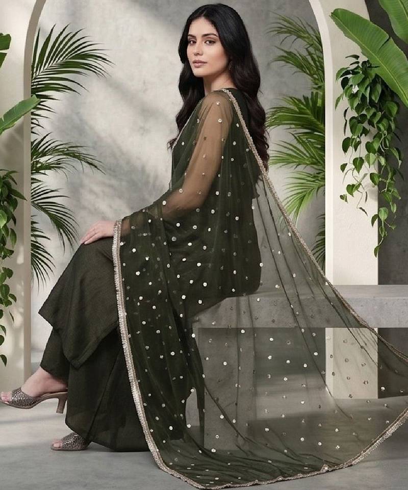 Women Ethnic Motifs Embroidered Regular Kurta with Palazzos & With Dupatta