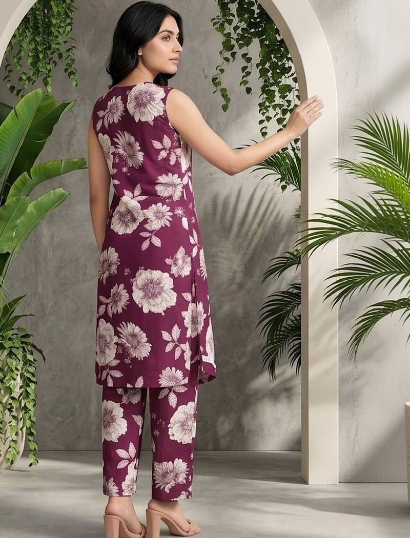 Women Floral Printed Regular Pure Cotton Kurta with Trousers