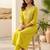 Women Printed Empire Thread Work Kurta with Trousers & With Dupatta