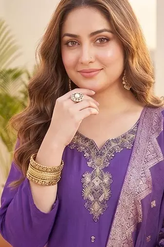 Women Ethnic Motifs Embroidered Regular Thread Work Kurta with Trousers & With Dupatta