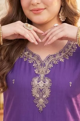 Women Ethnic Motifs Embroidered Regular Thread Work Kurta with Trousers & With Dupatta