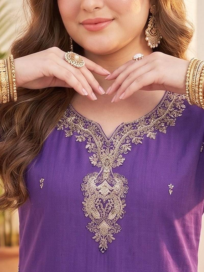 Women Ethnic Motifs Embroidered Regular Thread Work Kurta with Trousers & With Dupatta