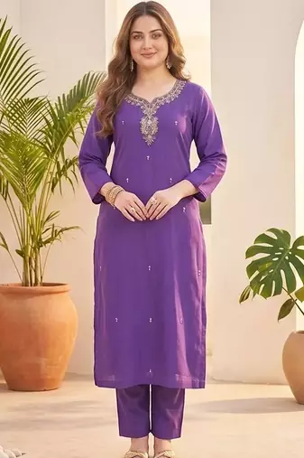 Women Ethnic Motifs Embroidered Regular Thread Work Kurta with Trousers & With Dupatta