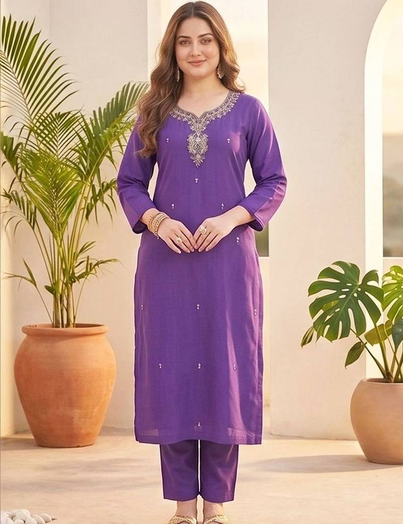 Women Ethnic Motifs Embroidered Regular Thread Work Kurta with Trousers & With Dupatta