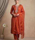 Women Ethnic Motifs Embroidered Regular Thread Work Kurta with Trousers & With Dupatta