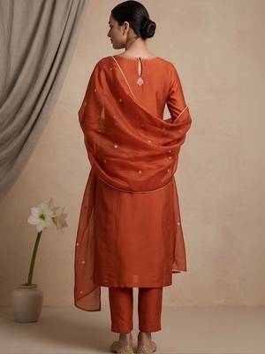 Women Ethnic Motifs Embroidered Regular Thread Work Kurta with Trousers & With Dupatta 5