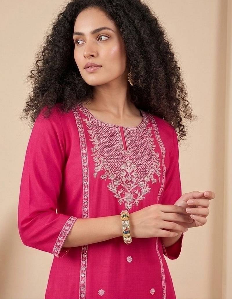 Women Ethnic Motifs Embroidered Regular Thread Work Kurta with Trousers & With Dupatta