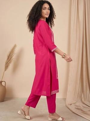 Women Ethnic Motifs Embroidered Regular Thread Work Kurta with Trousers & With Dupatta 3