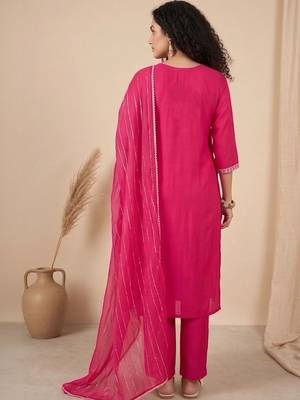 Women Ethnic Motifs Embroidered Regular Thread Work Kurta with Trousers & With Dupatta 4