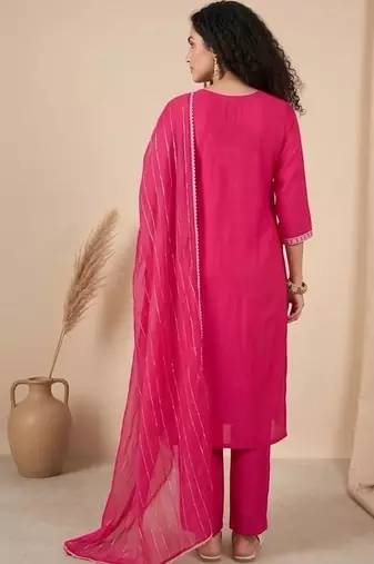 Women Ethnic Motifs Embroidered Regular Thread Work Kurta with Trousers & With Dupatta