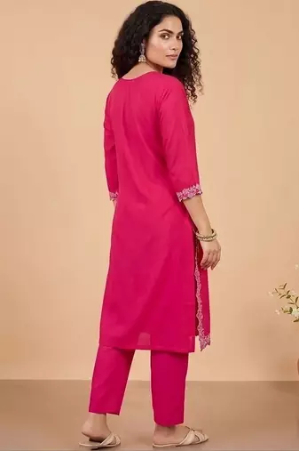 Women Ethnic Motifs Embroidered Regular Thread Work Kurta with Trousers & With Dupatta