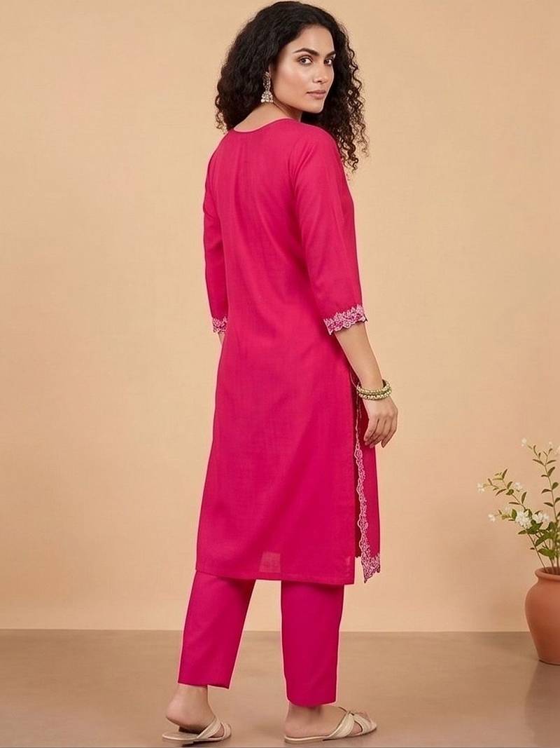 Women Ethnic Motifs Embroidered Regular Thread Work Kurta with Trousers & With Dupatta