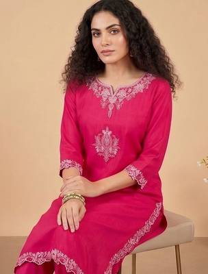 Women Ethnic Motifs Embroidered Regular Thread Work Kurta with Trousers & With Dupatta 7