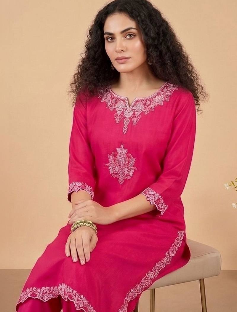 Women Ethnic Motifs Embroidered Regular Thread Work Kurta with Trousers & With Dupatta