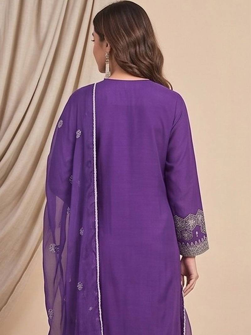 Women Ethnic Motifs Embroidered Regular Thread Work Kurta with Trousers & With Dupatta