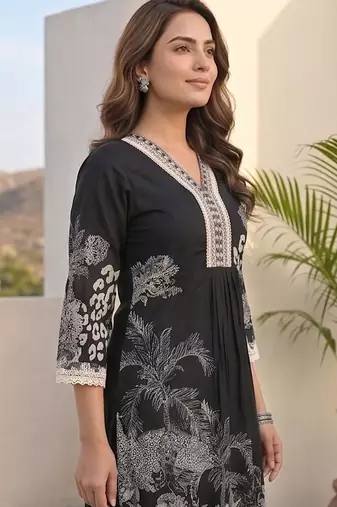 Women Ethnic Motifs Printed Regular Thread Work Pure Cotton Kurta with Trousers & With Dupatta