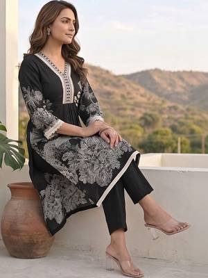 Women Ethnic Motifs Printed Regular Thread Work Pure Cotton Kurta with Trousers & With Dupatta 7