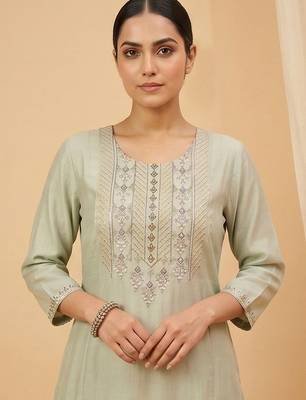 Women Ethnic Motifs Embroidered Regular Thread Work Kurta with Trousers & With Dupatta 5