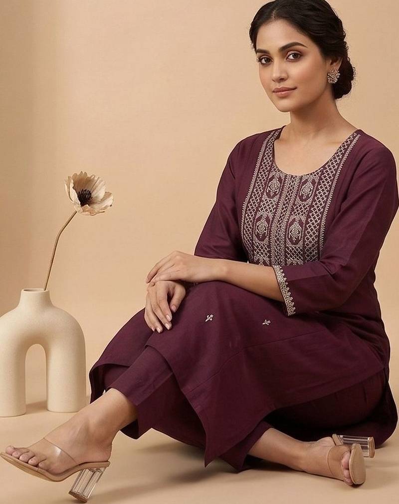Women Ethnic Motifs Embroidered Regular Thread Work Kurta with Trousers & With Dupatta
