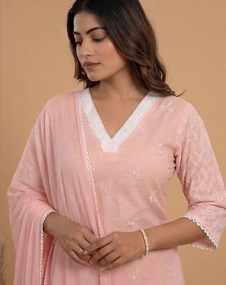 Women Ethnic Motifs Embroidered Regular Thread Work Kurta with Trousers & With Dupatta 2