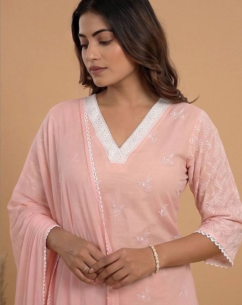 Women Ethnic Motifs Embroidered Regular Thread Work Kurta with Trousers & With Dupatta