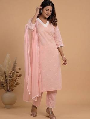 Women Ethnic Motifs Embroidered Regular Thread Work Kurta with Trousers & With Dupatta 5