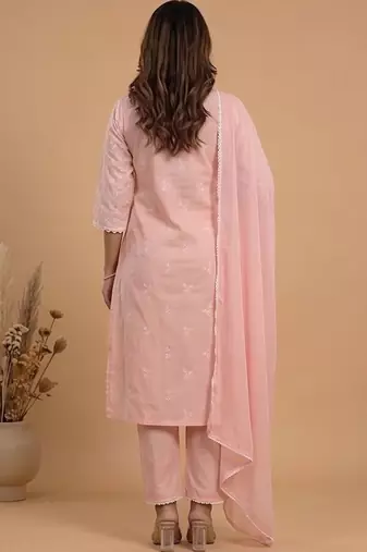 Women Ethnic Motifs Embroidered Regular Thread Work Kurta with Trousers & With Dupatta