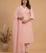 Women Ethnic Motifs Embroidered Regular Thread Work Kurta with Trousers & With Dupatta