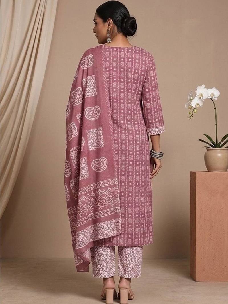 Women Ethnic Motifs Printed Regular Kurta with Trousers & With Dupatta