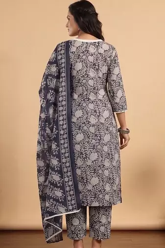 Women Floral Printed Regular Kurta with Trousers & With Dupatta