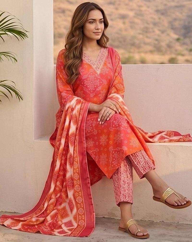 Women Ethnic Motifs Printed Regular Kurta with Trousers & With Dupatta