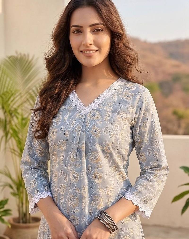 Women Floral Printed Regular Kurta with Trousers