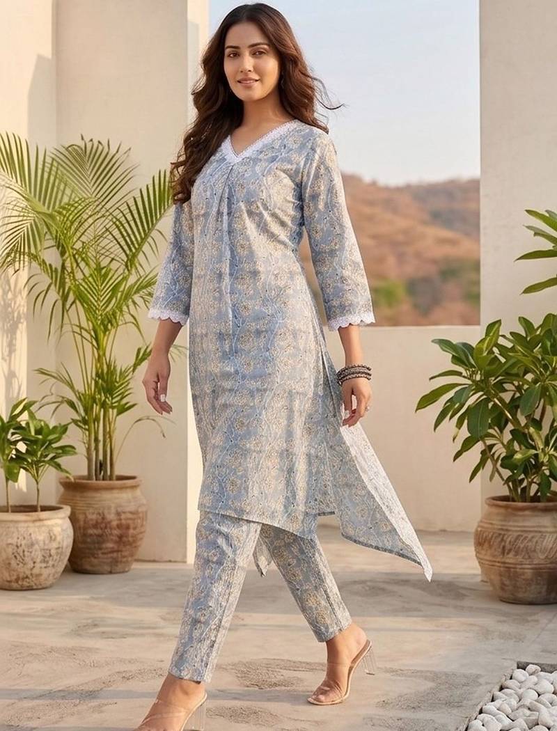 Women Floral Printed Regular Kurta with Trousers