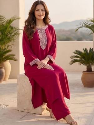 Women Ethnic Motifs Embroidered Regular Thread Work Kurta with Trousers 7