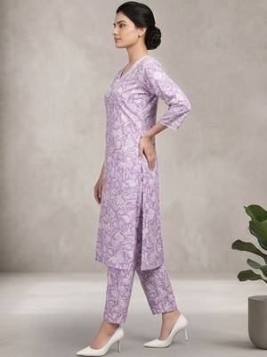 Women Floral Printed Regular Pure Cotton Kurta with Trousers & With Dupatta 2