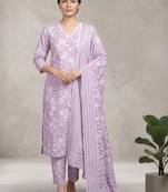 Women Floral Printed Regular Pure Cotton Kurta with Trousers & With Dupatta