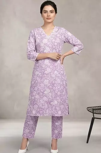 Women Floral Printed Regular Pure Cotton Kurta with Trousers & With Dupatta