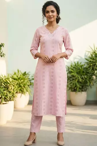 Women Printed Regular Thread Work Kurta with Trousers