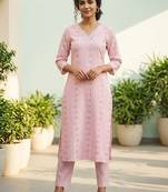 Women Printed Regular Thread Work Kurta with Trousers