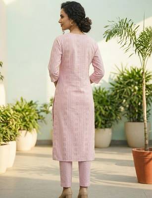 Women Printed Regular Thread Work Kurta with Trousers 3