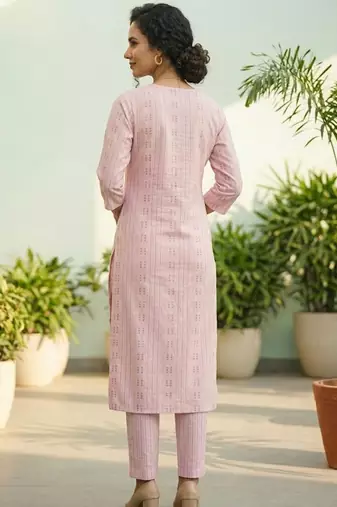 Women Printed Regular Thread Work Kurta with Trousers