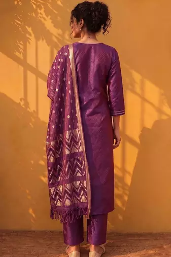 Women Ethnic Motifs Embroidered Regular Gotta Patti Kurta with Trousers & With Dupatta