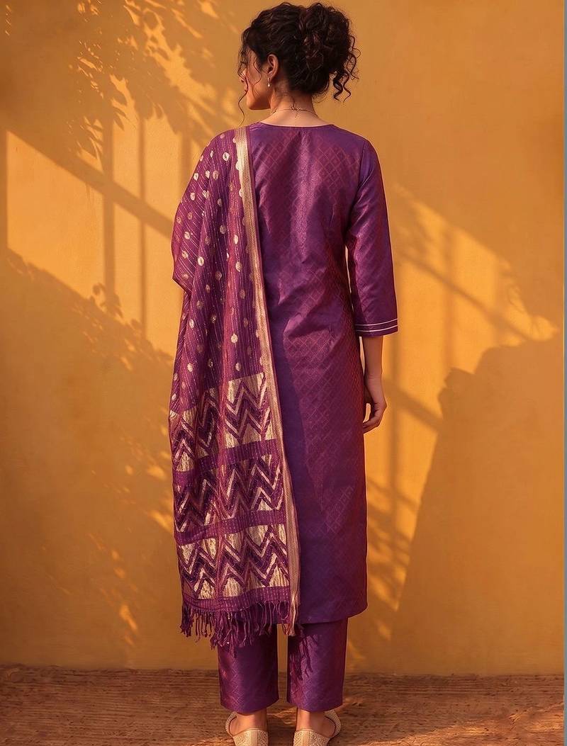 Women Ethnic Motifs Embroidered Regular Gotta Patti Kurta with Trousers & With Dupatta