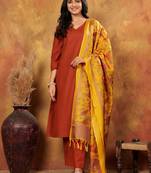 Women Regular Kurta with Trousers & With Dupatta