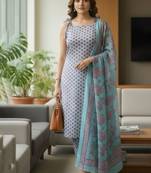 Women Ethnic Motifs Printed Regular Kurta with Trousers & With Dupatta