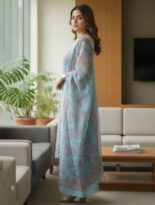 Women Ethnic Motifs Printed Regular Kurta with Trousers & With Dupatta 2