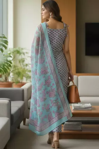 Women Ethnic Motifs Printed Regular Kurta with Trousers & With Dupatta