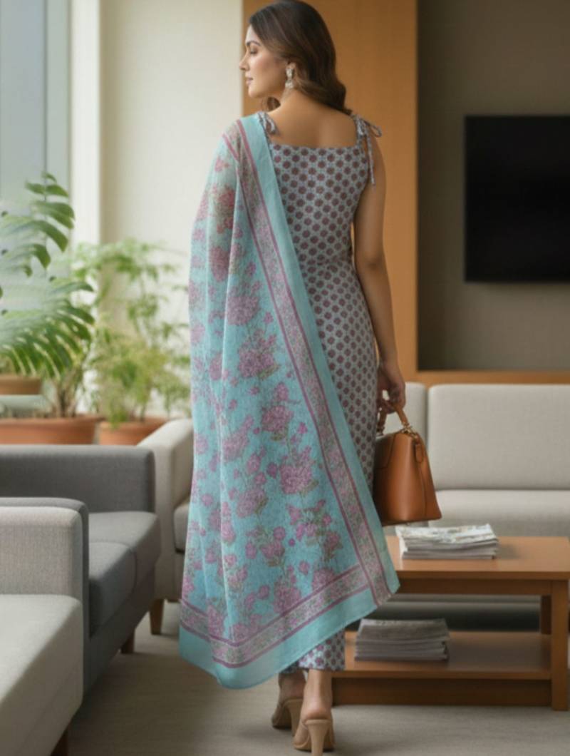 Women Ethnic Motifs Printed Regular Kurta with Trousers & With Dupatta