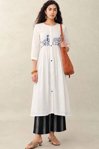 Women Ethnic Motifs Embroidered Empire Kurta with Palazzos