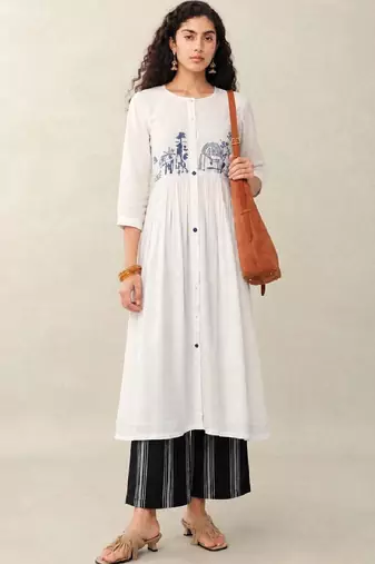 Women Ethnic Motifs Embroidered Empire Kurta with Palazzos